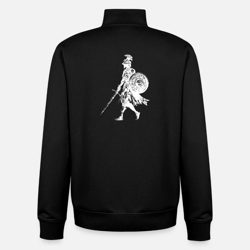 Ritter-Silhouetten-Schildschwert - Unisex Organic Zip Sweatshirt von Stanley/Stella - Schwarz