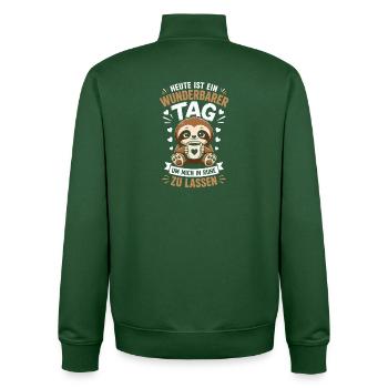 Wonderful day enjoying peace and quiet - Unisex Organic Zip Sweatshirt by Stanley/Stella - bottle green - Back - AI Model Male 185 dark (185cm)