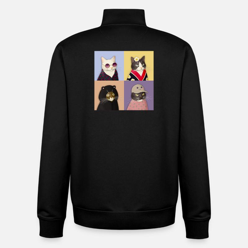 Cat Couture Quartet - Unisex Organic Zip Sweatshirt by Stanley/Stella - black