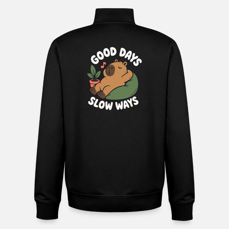 Good Days Slow Ways Capybara - Unisex Organic Zip Sweatshirt von Stanley/Stella - Schwarz
