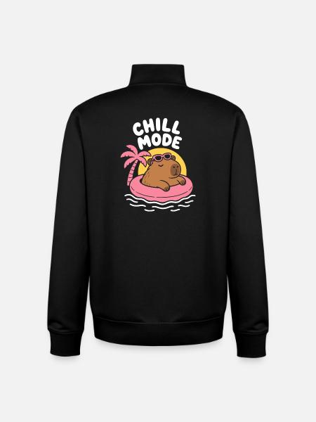 Chill Mode Floating Capybara - Unisex Organic Zip Sweatshirt by Stanley/Stella - black