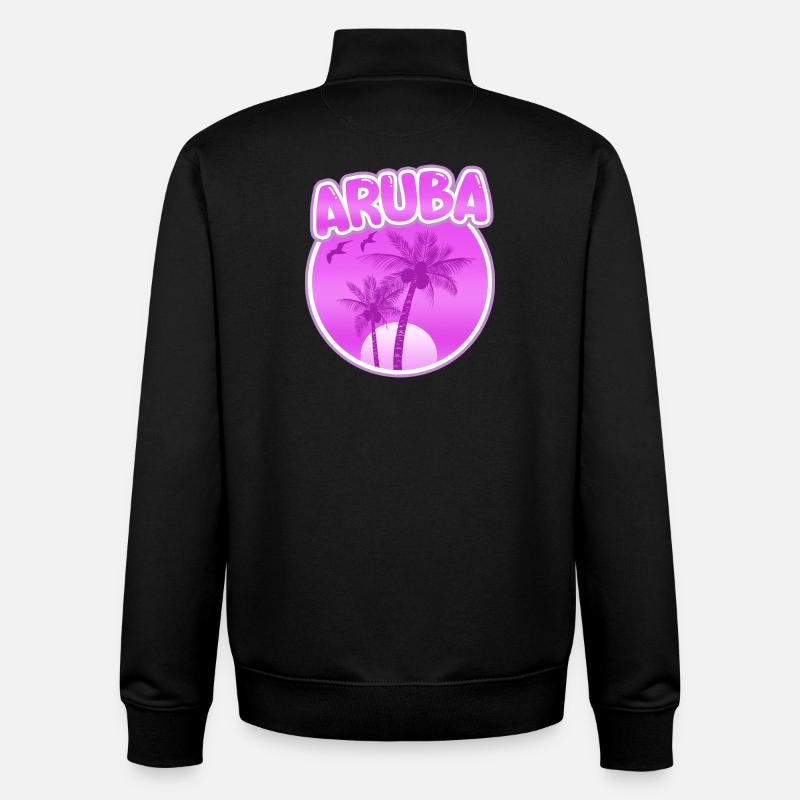 Aruba comme plage - Sweat zippé unisexe en coton bio Stanley/Stella - noir