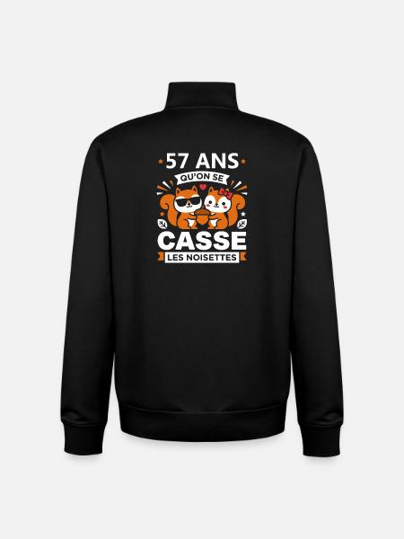 57 Ans Casse les Noisettes - Sweat zippé unisexe en coton bio Stanley/Stella - noir