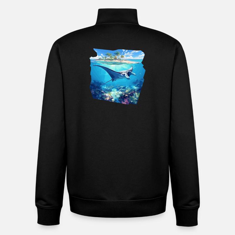 Rochen Mantarochen - Unisex Organic Zip Sweatshirt von Stanley/Stella - Schwarz