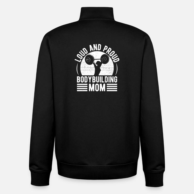 Powerlifting Bodybuilder Mom Gym - Unisex Organic Zip Sweatshirt by Stanley/Stella - black
