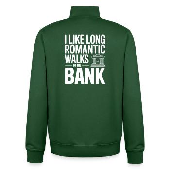 I Like Long Romantic Walks To The Bank - Unisex Organic Zip Sweatshirt by Stanley/Stella - bottle green - Back - AI Model Male 185 dark (185cm)
