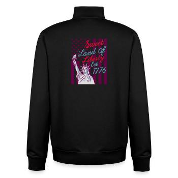 Sweet Land Liberty 1776 Patriotic USA - Unisex Organic Zip Sweatshirt by Stanley/Stella - black - Back - AI Model Male 185 light (185cm)