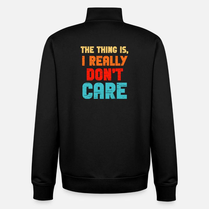 Really Dont Care - Unisex Organic Zip Sweatshirt by Stanley/Stella - black