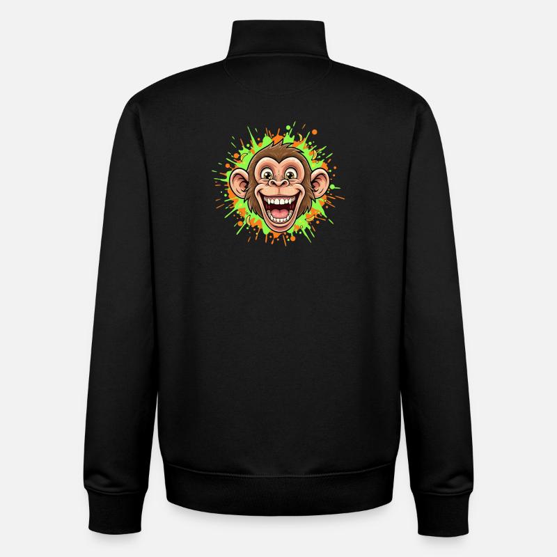 Laughing Monkey Neon Splash - Unisex Organic Zip Sweatshirt by Stanley/Stella - black