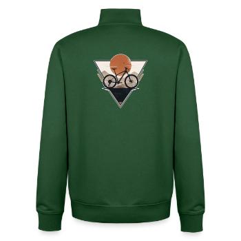 Coucher de soleil avec vélo dans un motif triangulaire - Sweat zippé unisexe en coton bio Stanley/Stella - vert bouteille - Dos - AI Model Male 185 dark (185cm)
