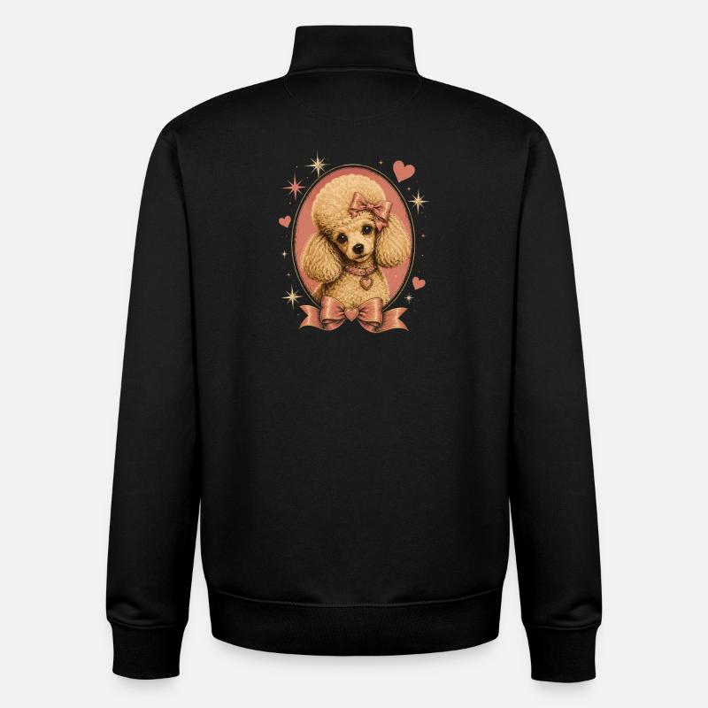 Rosa Pudel mit Schleife - Unisex Organic Zip Sweatshirt von Stanley/Stella - Schwarz