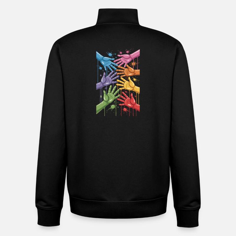 Bunte Hände Farbspritzer Kunst - Unisex Organic Zip Sweatshirt von Stanley/Stella - Schwarz