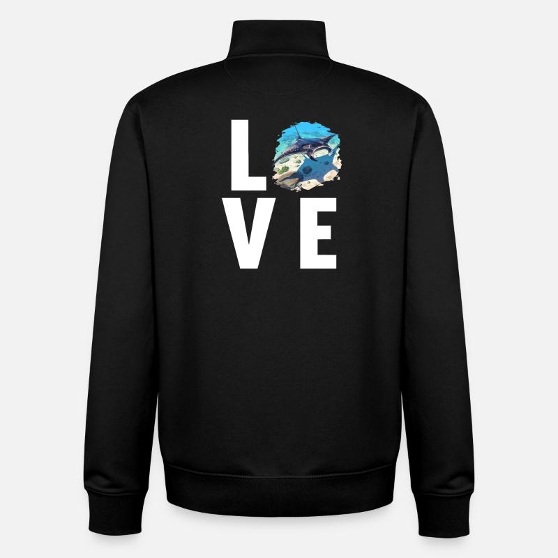 Raies Manta Raies - Sweat zippé unisexe en coton bio Stanley/Stella - noir