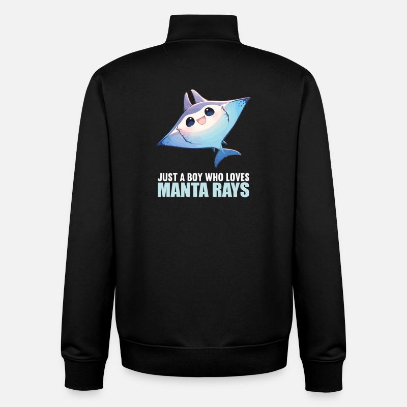 Raies Manta Raies - Sweat zippé unisexe en coton bio Stanley/Stella - noir