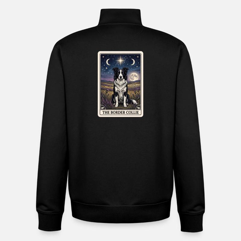 Border Collie Tarotkarte - Unisex Organic Zip Sweatshirt von Stanley/Stella - Schwarz