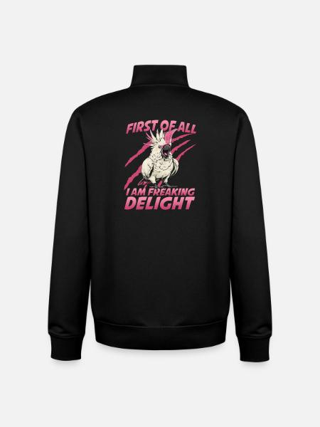 Exotic Cockatoo Parrot Bird Holder - Unisex Organic Zip Sweatshirt by Stanley/Stella - black