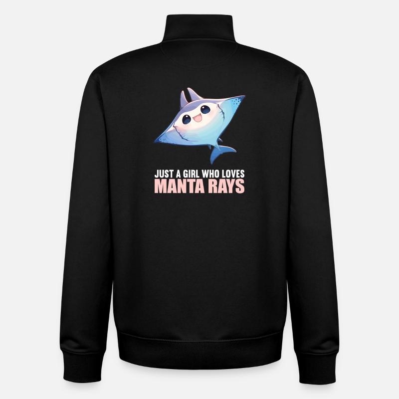 Raies Manta Raies - Sweat zippé unisexe en coton bio Stanley/Stella - noir