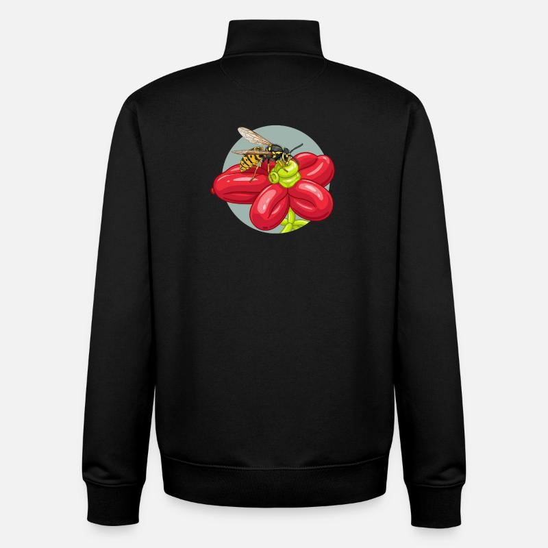 Ballon des Abeilles Fleurs Rouges - Sweat zippé unisexe en coton bio Stanley/Stella - noir
