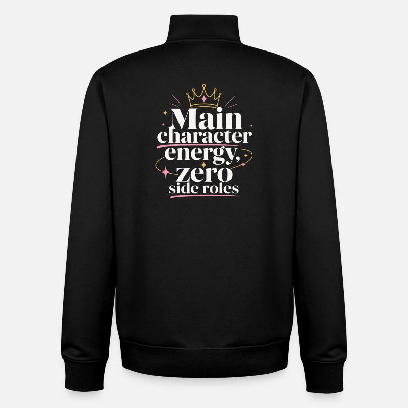 Main Character Energy Crown - Unisex Organic Zip Sweatshirt by Stanley/Stella - black