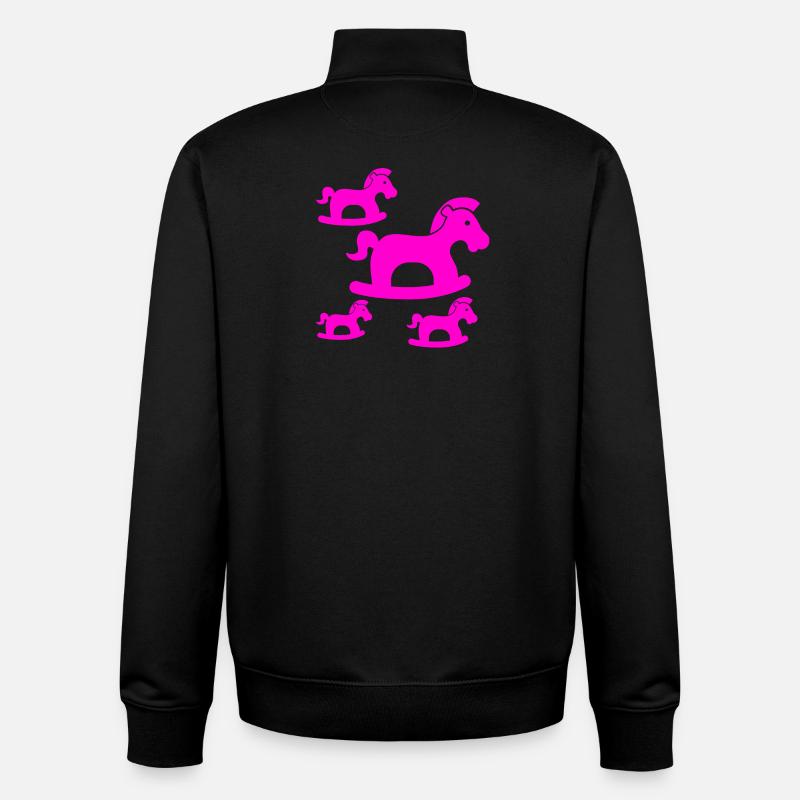 Chevaux - Sweat zippé unisexe en coton bio Stanley/Stella - noir