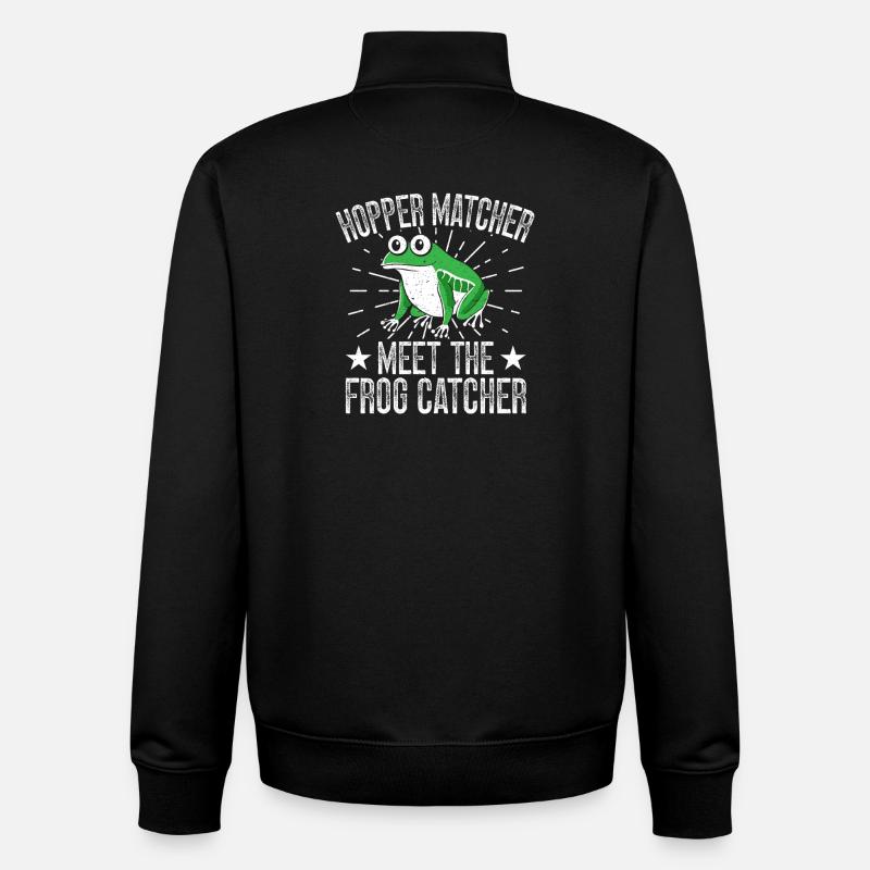 Frog Catcher Hopper Matcher Frog - Unisex Organic Zip Sweatshirt by Stanley/Stella - black