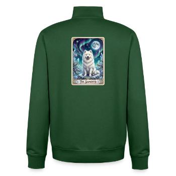 Samoyeds under the Northern Lights - Unisex Organic Zip Sweatshirt by Stanley/Stella - bottle green - Back - AI Model Male 185 dark (185cm)