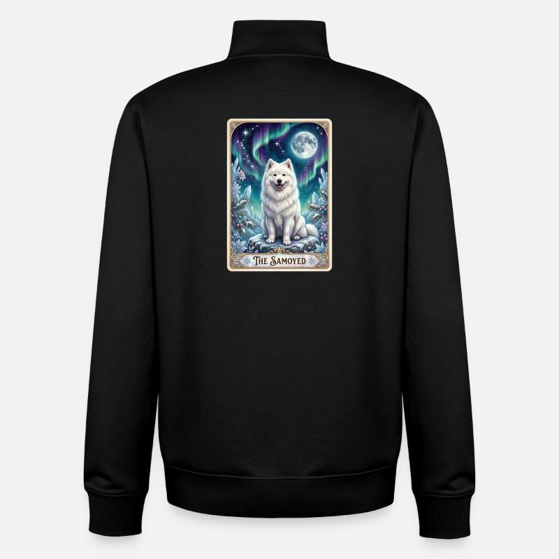 Samojede unter Nordlichtern - Unisex Organic Zip Sweatshirt von Stanley/Stella - Schwarz