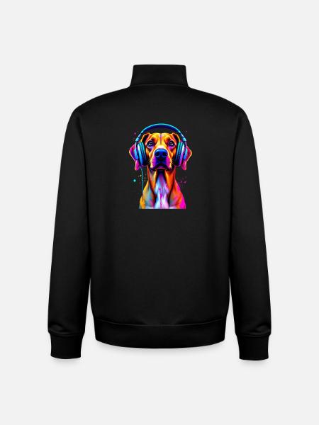 Viszla mit Kopfhörer - Unisex Organic Zip Sweatshirt von Stanley/Stella - Schwarz