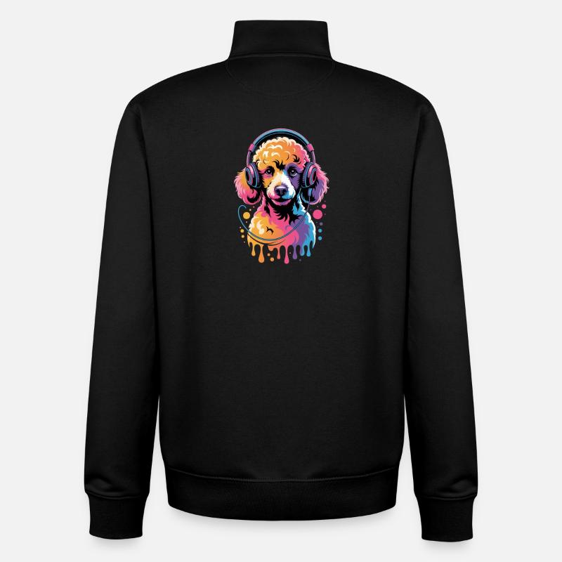 Pudel mit Kopfhörer - Unisex Organic Zip Sweatshirt von Stanley/Stella - Schwarz
