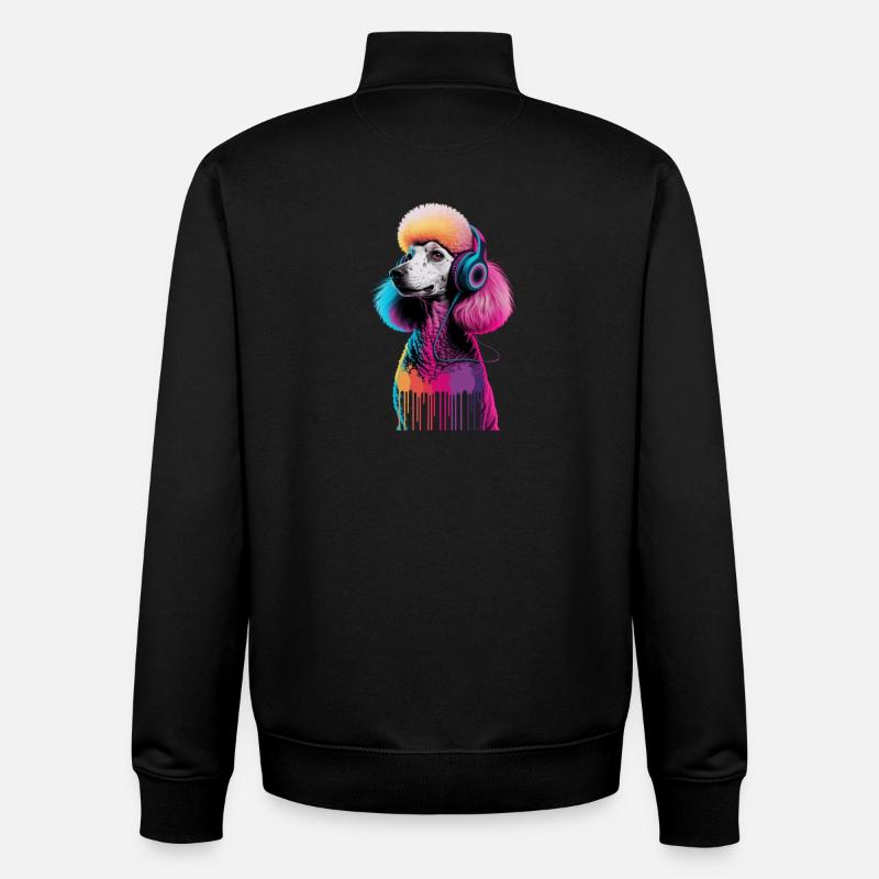 Caniche avec un casque - Sweat zippé unisexe en coton bio Stanley/Stella - noir