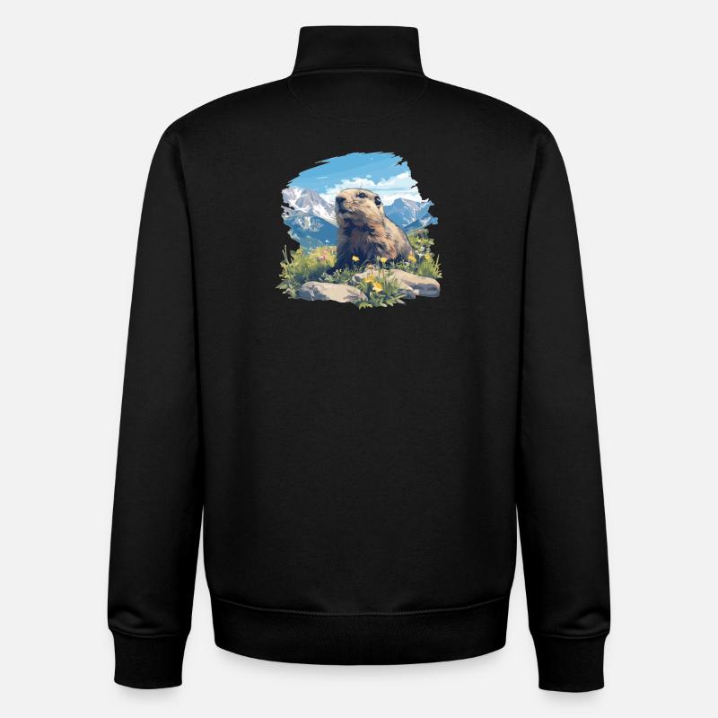 Marmottes Marmotte - Sweat zippé unisexe en coton bio Stanley/Stella - noir