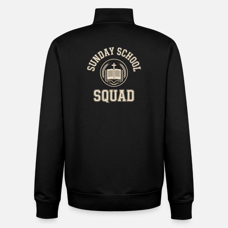 Sunday School Squad Emblem - Unisex Organic Zip Sweatshirt by Stanley/Stella - black