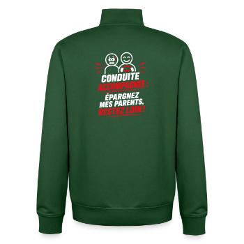 Conduite Accompagnée Autonomie Malicieuse - Sweat zippé unisexe en coton bio Stanley/Stella - vert bouteille - Dos - AI Model Male 185 dark (185cm)