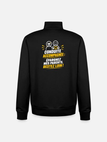 Conduite Accompagnée – Humour Débutant - Sweat zippé unisexe en coton bio Stanley/Stella - noir