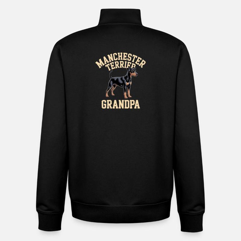 Cadeau de grand-père Manchester Terrier - Sweat zippé unisexe en coton bio Stanley/Stella - noir
