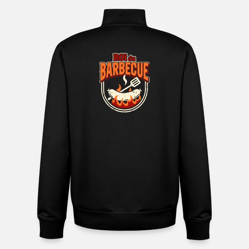 Roi du Barbecue – Logo Festif - Sweat zippé unisexe en coton bio Stanley/Stella - noir
