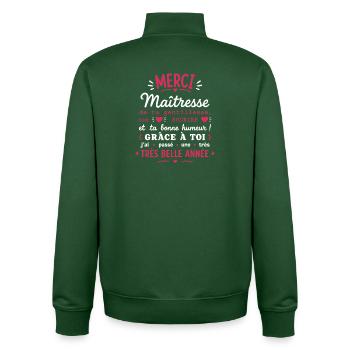 Merci Maîtresse Belle Année - Sweat zippé unisexe en coton bio Stanley/Stella - vert bouteille - Dos - AI Model Male 185 dark (185cm)
