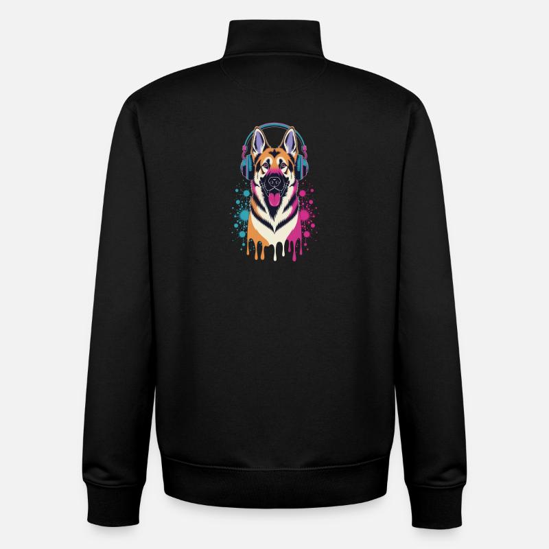 Berger allemand avec casque - Sweat zippé unisexe en coton bio Stanley/Stella - noir