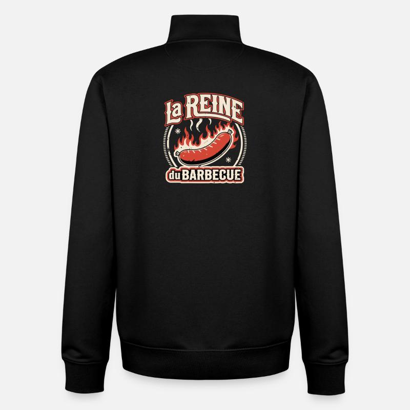La Reine du Barbecue - Sweat zippé unisexe en coton bio Stanley/Stella - noir
