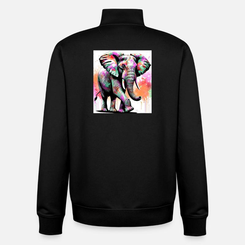 éléphant - Sweat zippé unisexe en coton bio Stanley/Stella - noir