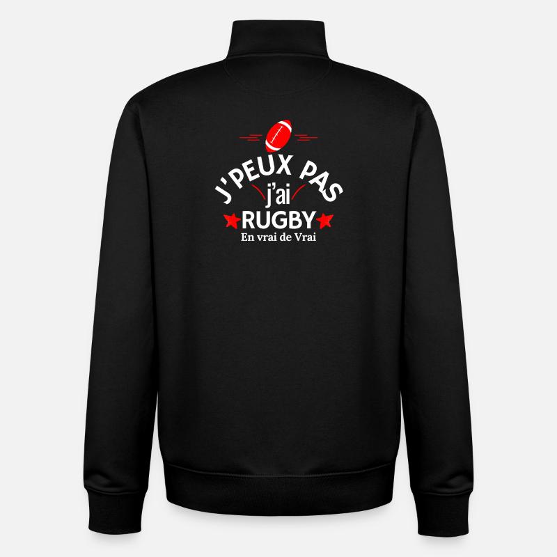 J'peux pas j'ai Rugby - Sweat zippé unisexe en coton bio Stanley/Stella - noir