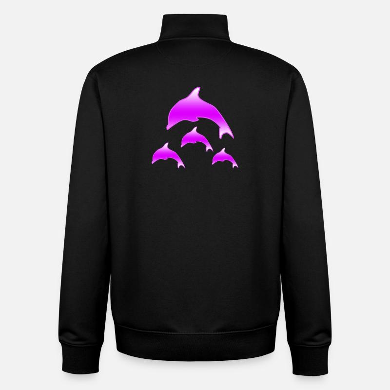 Dauphins - Sweat zippé unisexe en coton bio Stanley/Stella - noir