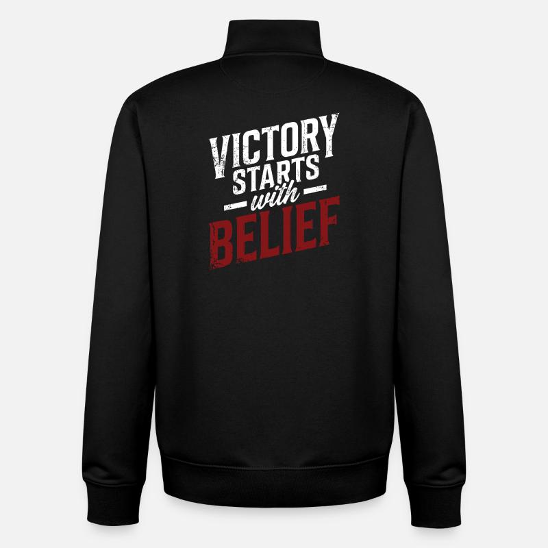 Victory Starts with Belief - Unisex Organic Zip Sweatshirt by Stanley/Stella - black