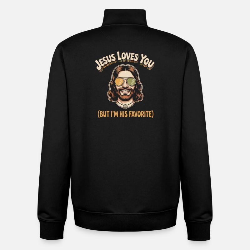 Jésus t’aime Préféré - Sweat zippé unisexe en coton bio Stanley/Stella - noir