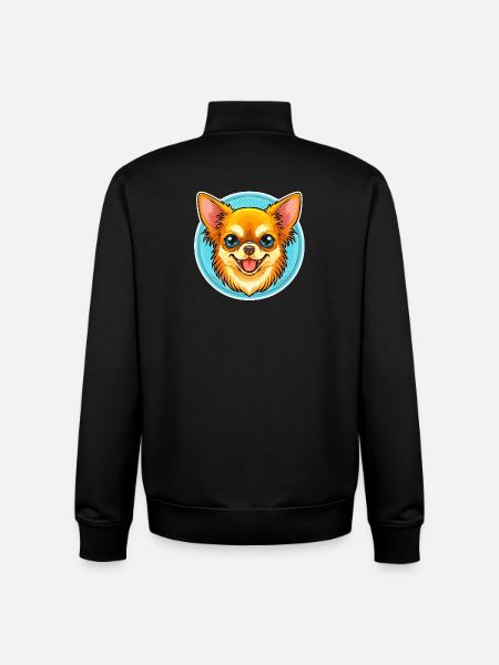 Chihuahua (portrait comic) - Unisex Organic Zip Sweatshirt by Stanley/Stella - black