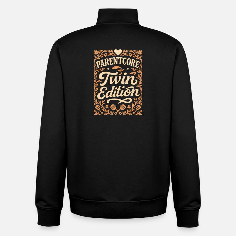 Twin Edition | Twin Parents Retro - Unisex Organic Zip Sweatshirt by Stanley/Stella - black