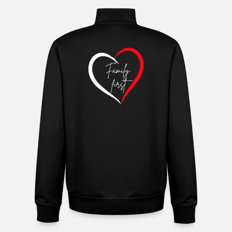 La famille d’abord – Cœur - Sweat zippé unisexe en coton bio Stanley/Stella - noir