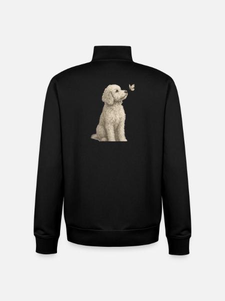 Poodle with Butterfly Dogs Motif - Unisex Organic Zip Sweatshirt by Stanley/Stella - black