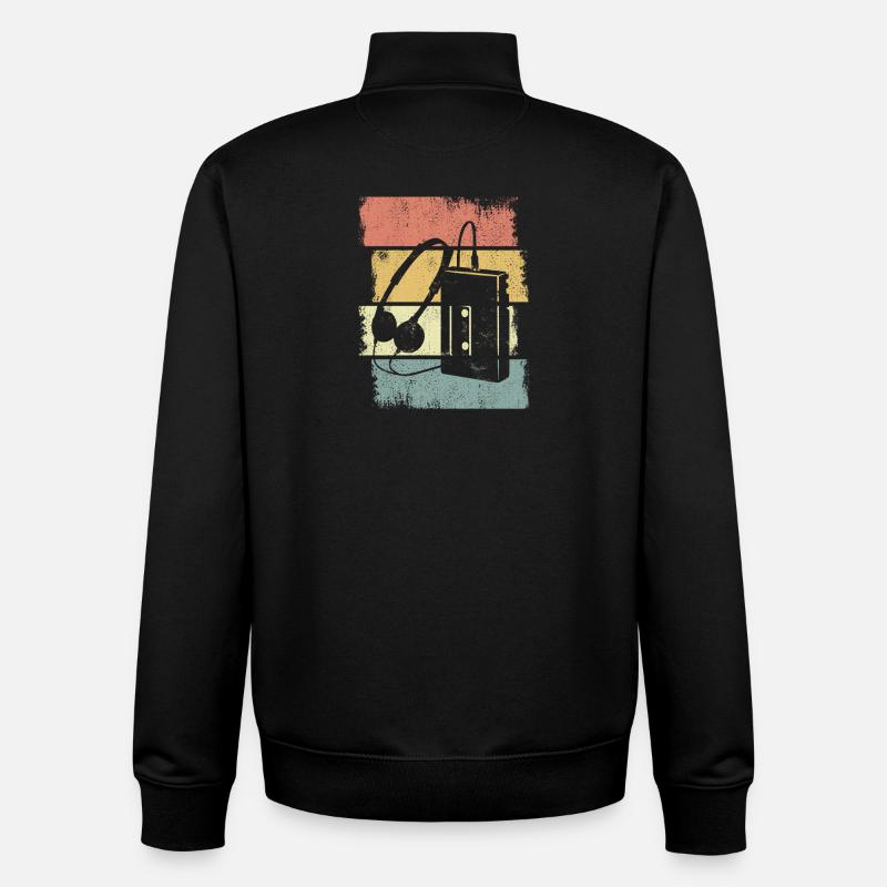 Cassette Player Graphics - Unisex Organic Zip Sweatshirt by Stanley/Stella - black