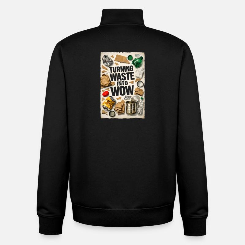 Abfall wird Wow | Upcycling Recycling - Unisex Organic Zip Sweatshirt von Stanley/Stella - Schwarz